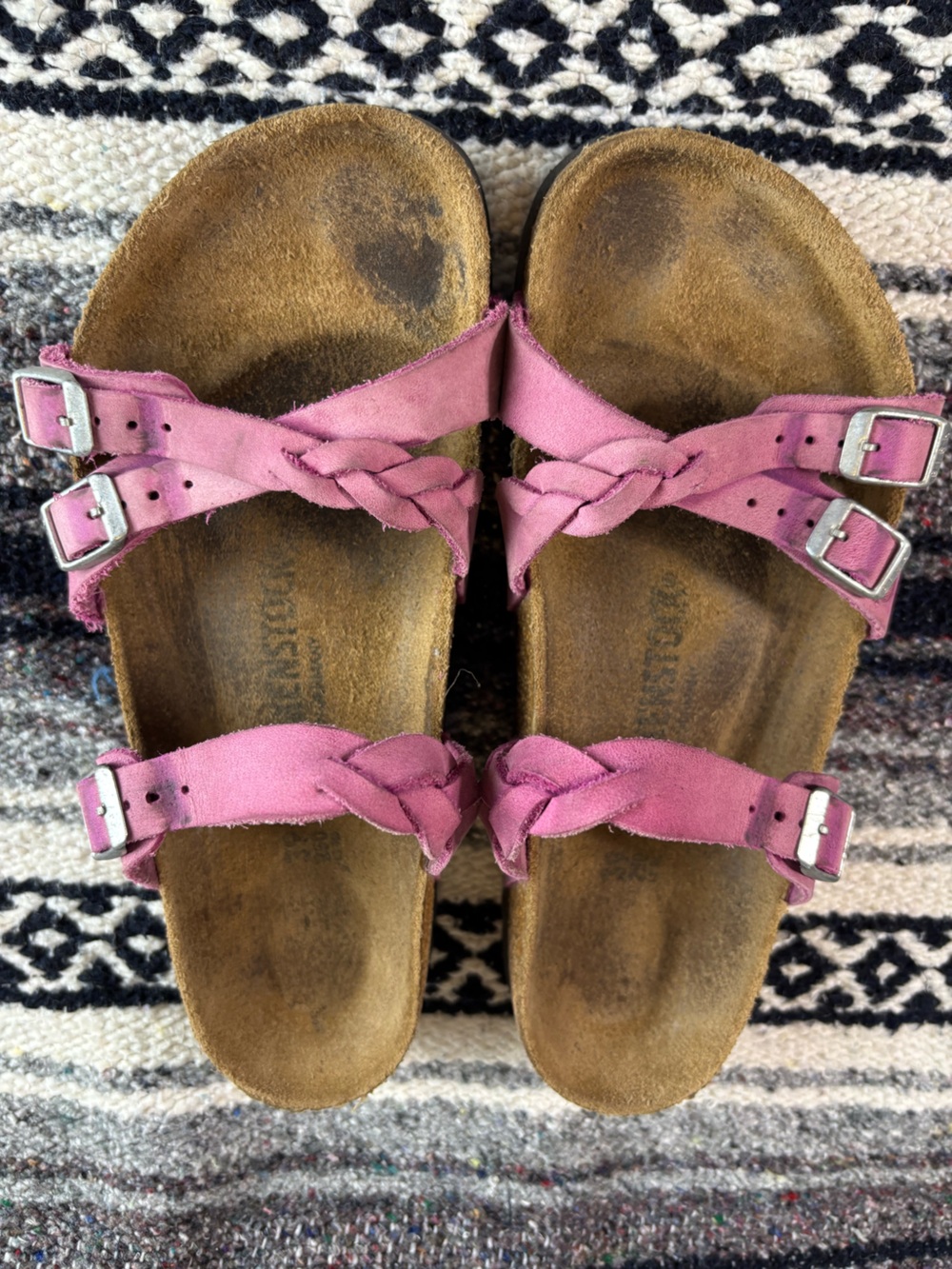 Birkenstock Franca Braided Straps Sandals Festival Fuchsia Size 39 Oiled Leather